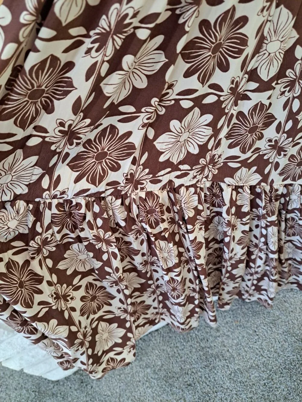 New J.Crew Womens Caspia Floral Crepe Maxi Dress  Brown/White L Sleeveless - Picture 6 of 15
